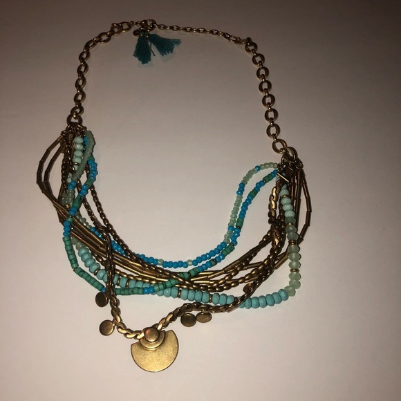 Stella & dot teal gold layered beaded  Necklace - Picture 3 of 5